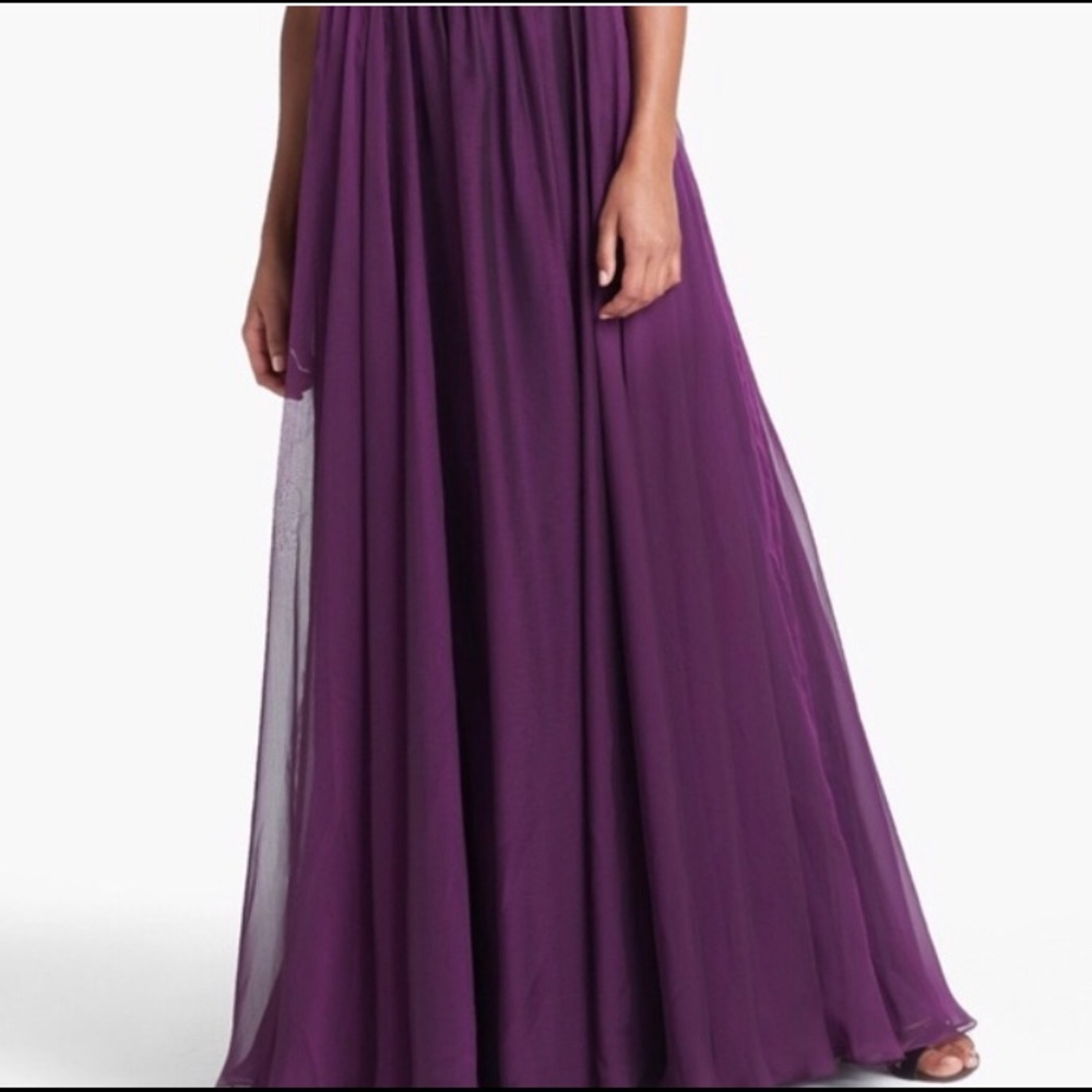 NWT Monique Lhuillier Strapless Chiffon Gown - Picture 5 of 8